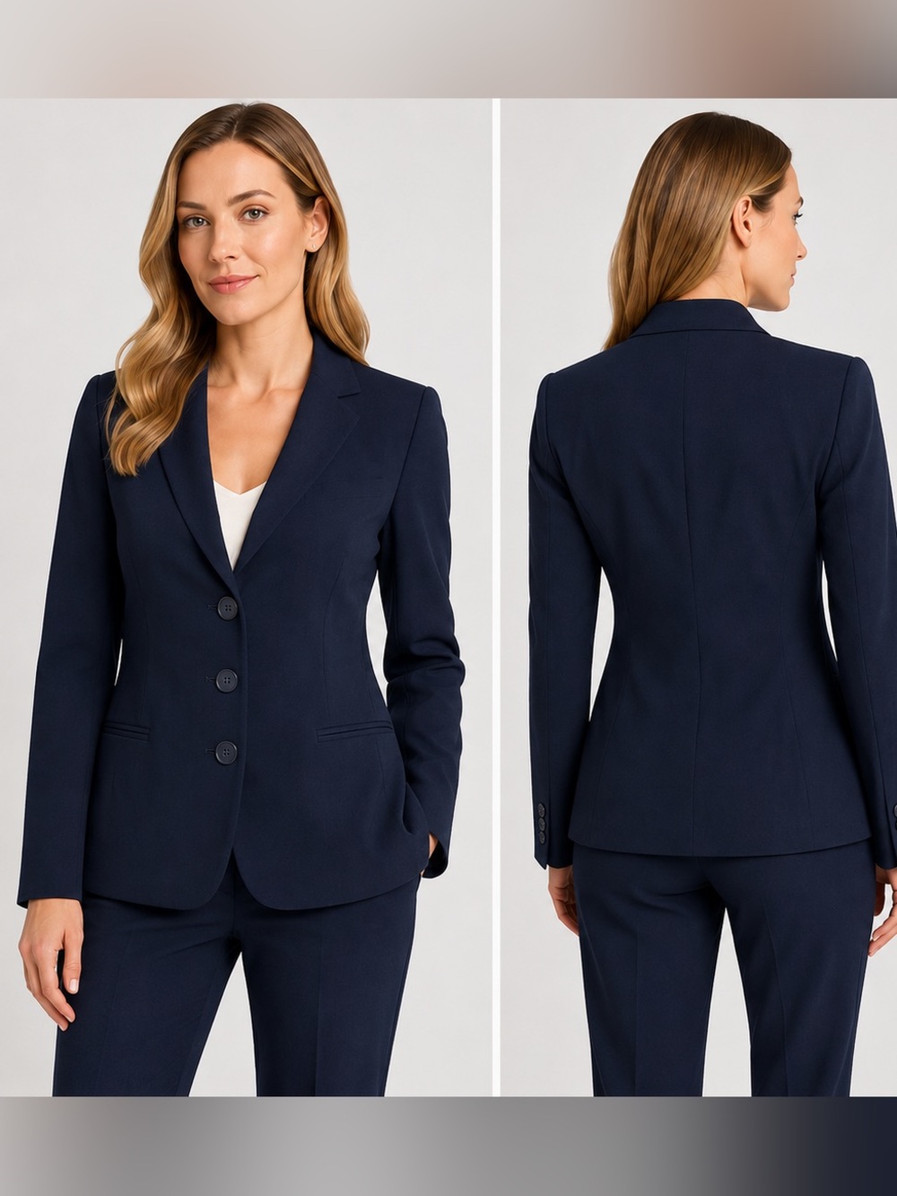 Emporio Armani Wool Blazer Jacket Womens IT 40 US 4 Navy Blue Career 3 Bottons